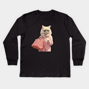 your kitty is tired of this shit Kids Long Sleeve T-Shirt